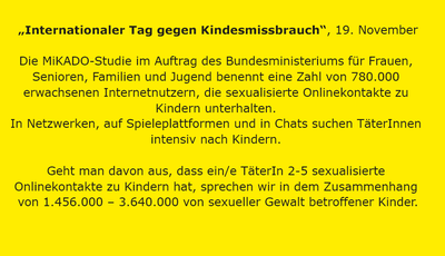 Internationaler Tag gegen Kindesmissbrauch